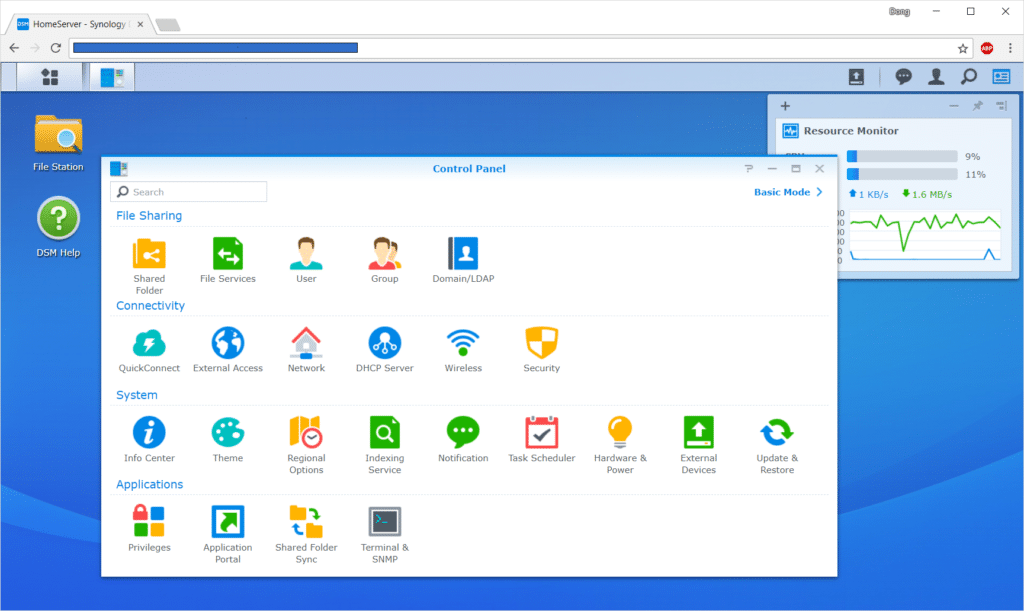 Within the web page, Synology DSM behaves like that of a regular desktop operating system.