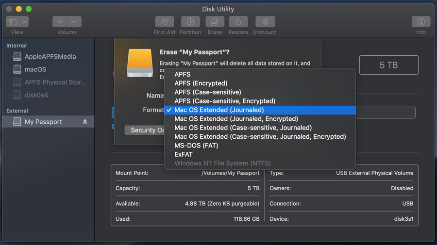 reformat mac hd for pc nfts file system