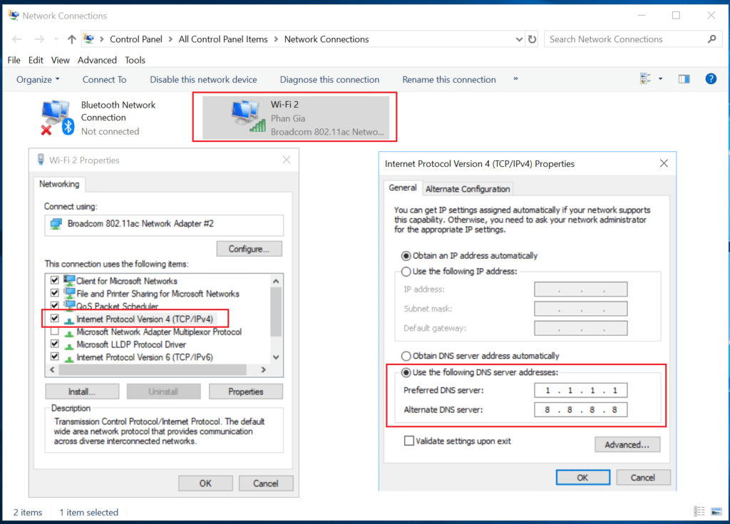 cara setting dns windows 10