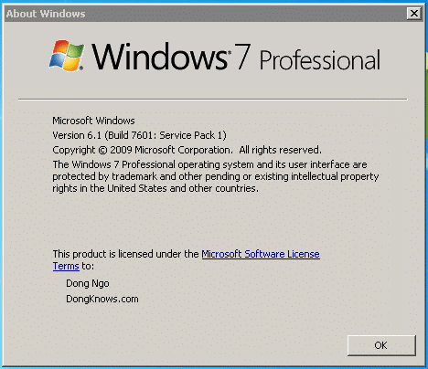 Winver is the command that reveal the version of Windows.