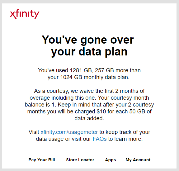 One of Comcast's warning messages sent an email address John never used.