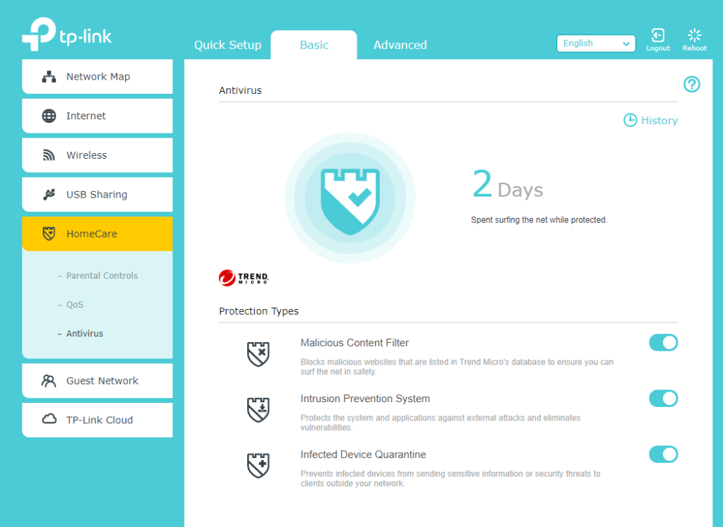 The Archer C5400X's AntiVirus feature adds an effective layer of protection for the entire network.