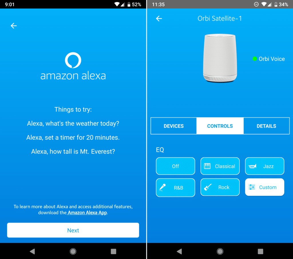 You can use the Orbi App to activate the Alexa function and the Orbi Voice and customize its sound.