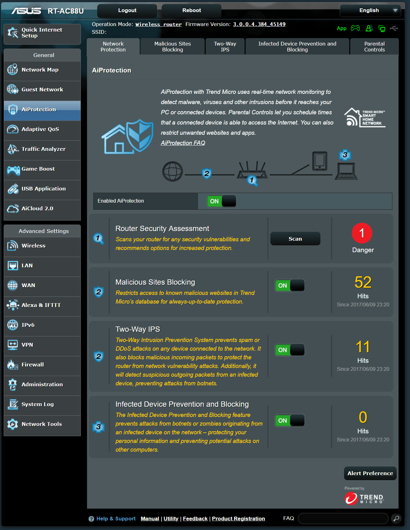 AiProtection keep the entire network safe from online threats in real-time.