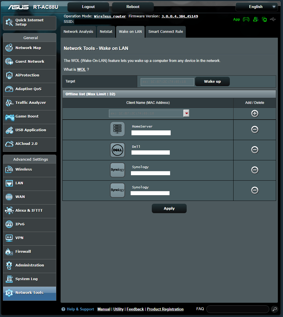 With Wake on LAN, you can turn on a computer in the network without having to be physically close to it.