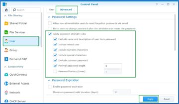 Synology password rules