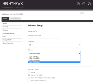 NETGEAR RAX200 Wi-Fi Setting