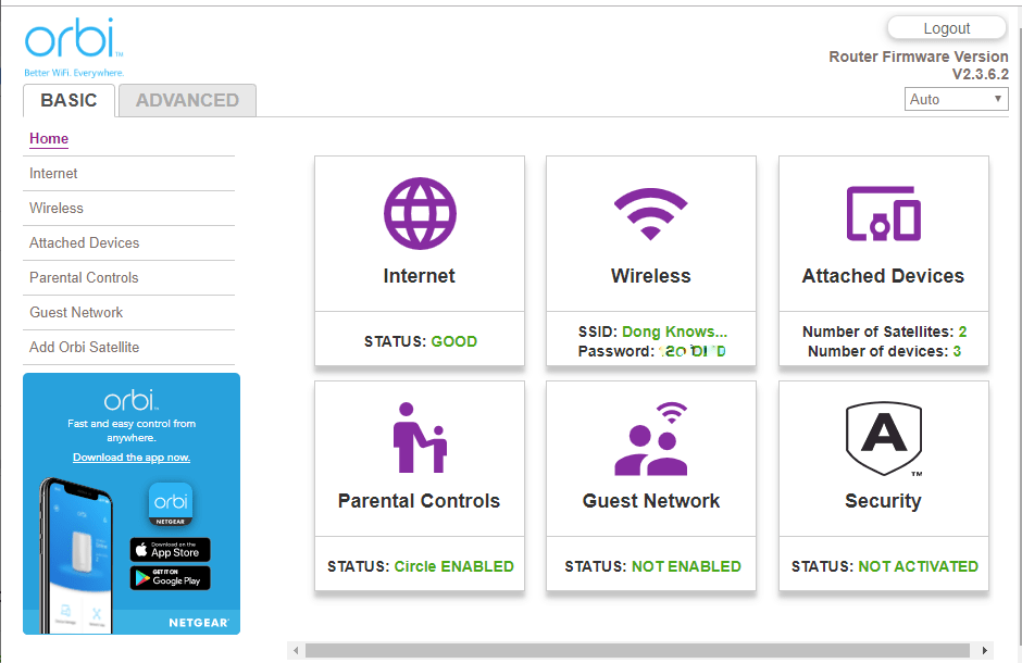 Netgear RBK13 Web UI