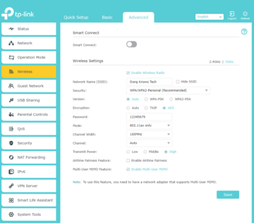 TP-Link Archer AX3000 Web UI