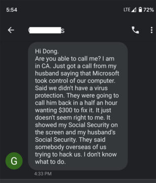 Scam related text