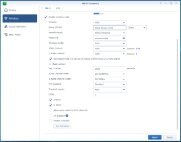 Synology Wi-Fi Settings