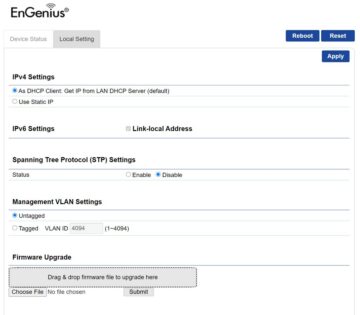 EnGenious ECW230 Local Interface