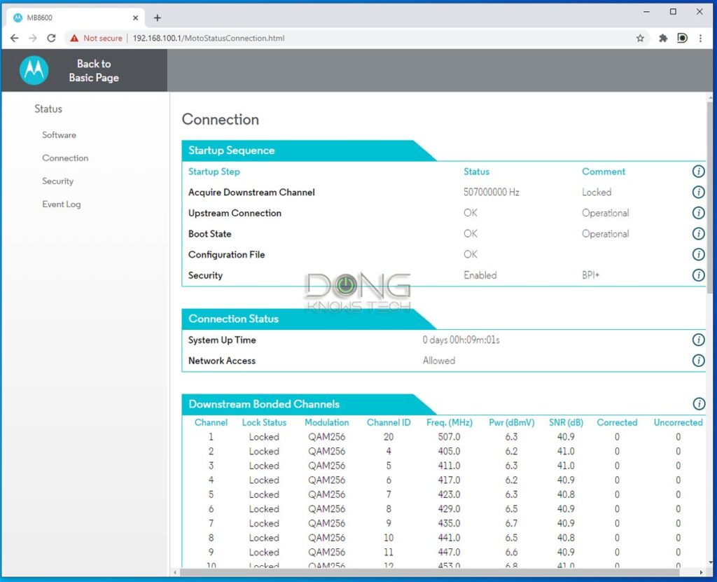 MB8600 Modem Web UI