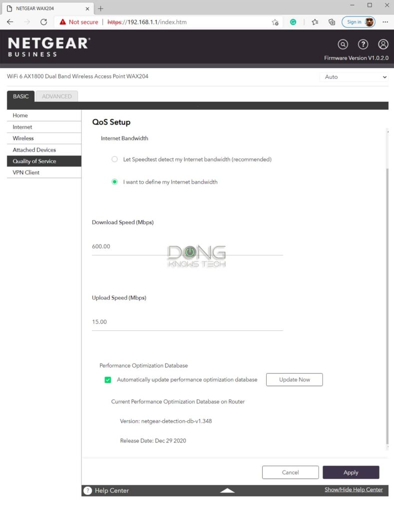 Netgear WAX204 QoS