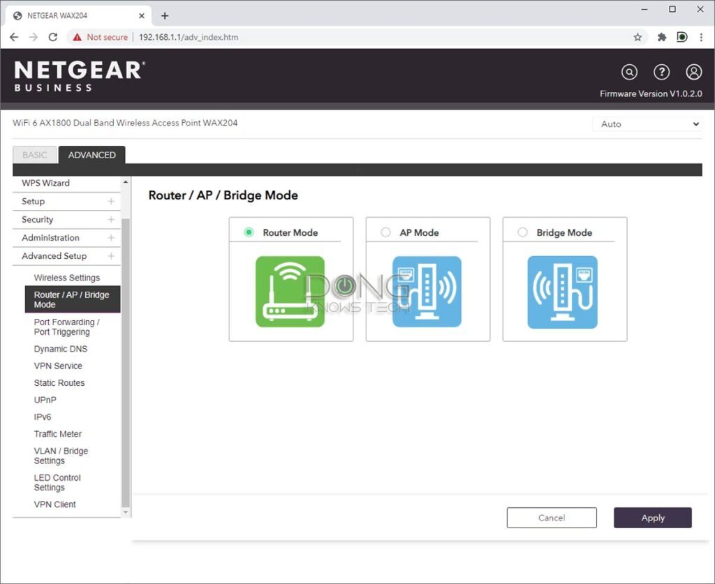 Netgear WAX204 Roles