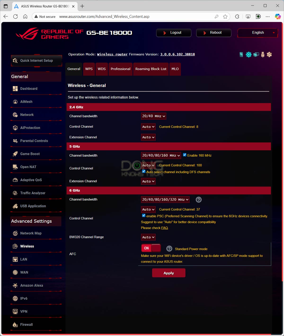 ASUS ROG STRIX GS-BE18000 Review: An Exciting Consumer-Grade Router with Real AFC Support 10 ASUS GS BE18000 with AFC