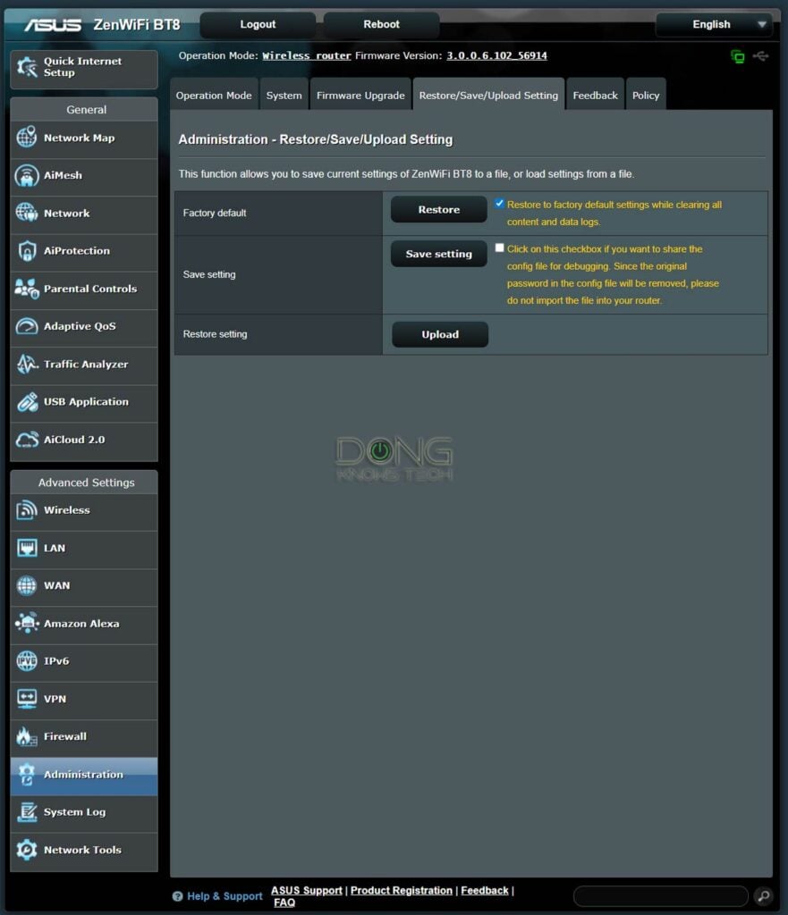 ASUS ZenWiFi BT8 firmware reset