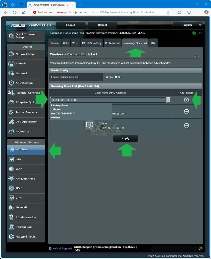 AiMesh Setup Guide: Getting Your Asus Wi-Fi System Up and Running Optimally 15 AiMesh Roaming Block List
