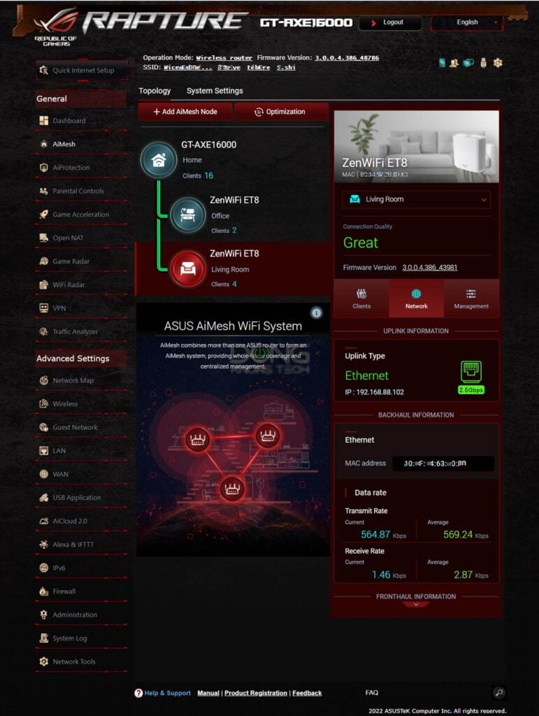 Asus Multi Gig Wired Backhaul Mesh GT AXE16000 and ZenWiFi ET8 Combo