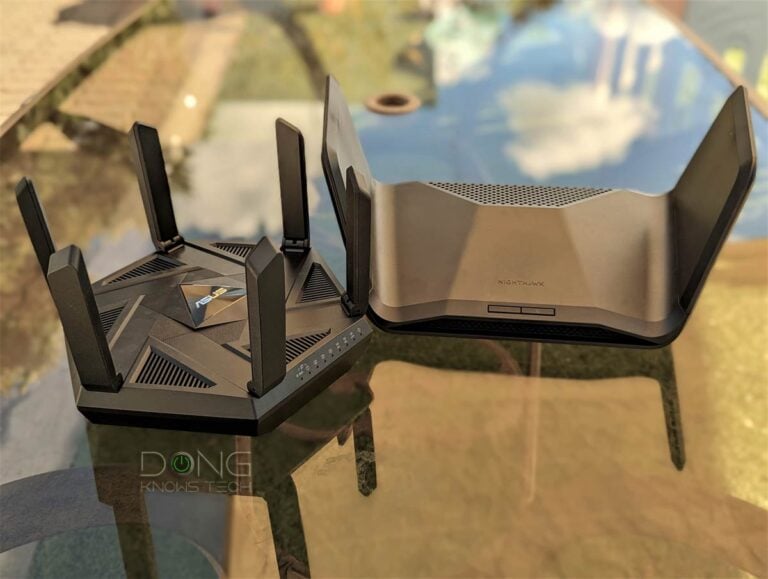 ASUS RT-AXE7800 vs. NETGEAR RAXE300 Front
