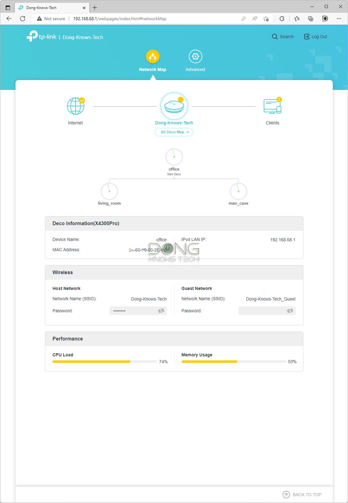 Deco X4300Pro Web Interface Network Map