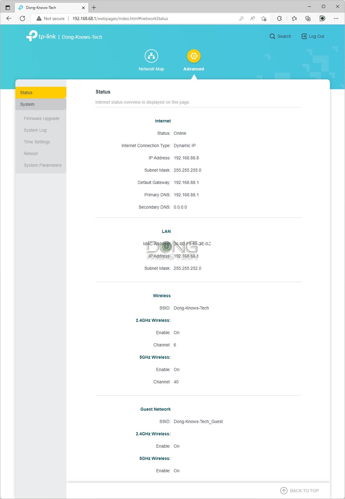 Deco X4300Pro Web Interface Status