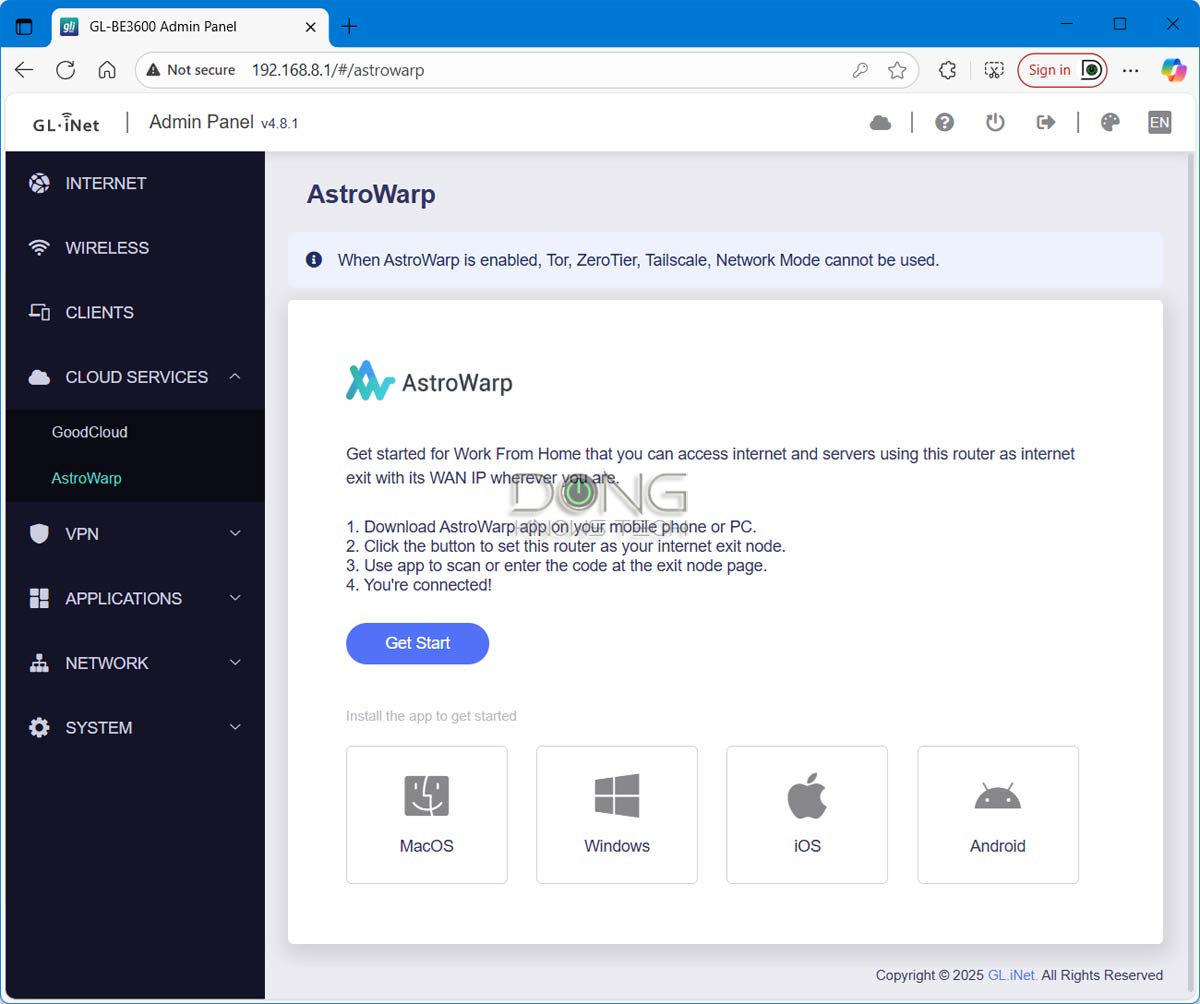 GL.iNET GL-BE3600 Slate 7 AstroWarp