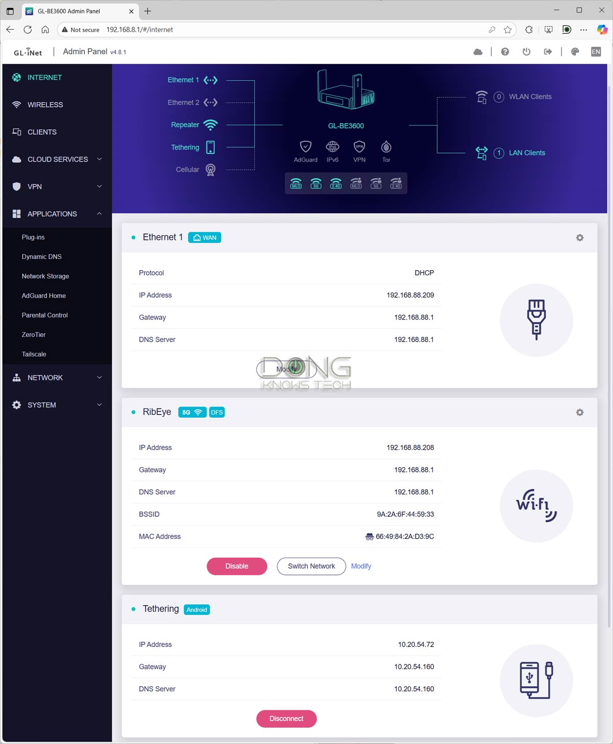 GL.iNET GL-BE3600 Slate 7 Multi WAN connection