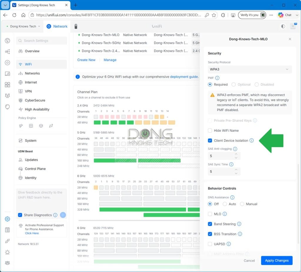 Guest Wi-Fi network is the Client device isolation setting in Ubiquiti UniFi Cloud Gateways (routers)
