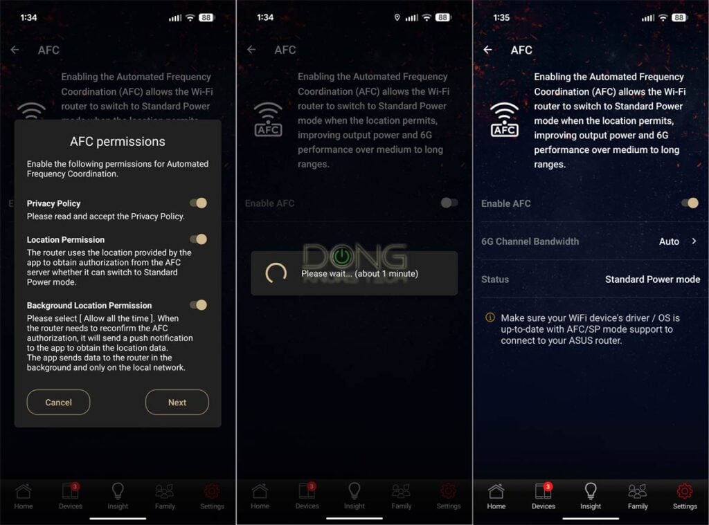 ASUS ROG STRIX GS-BE18000 Review: An Exciting Consumer-Grade Router with Real AFC Support 11 It's easy to enable AFC on the GS BE18000 as long as you allow the ASUS mobile app to access the phone's location at all times