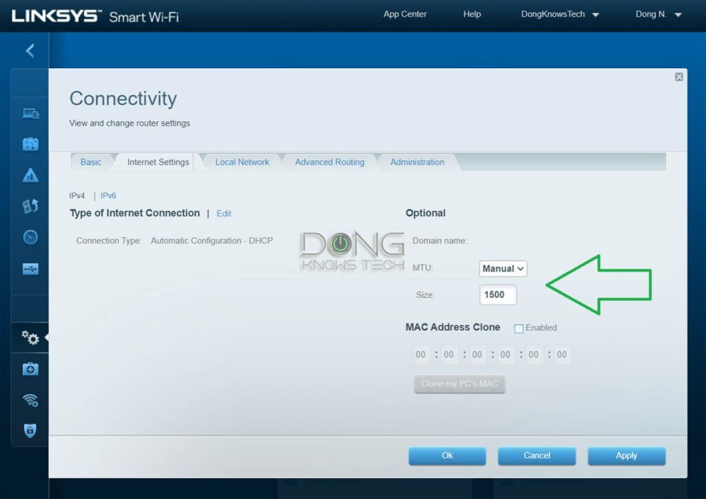 Linksys Router MTU Settings