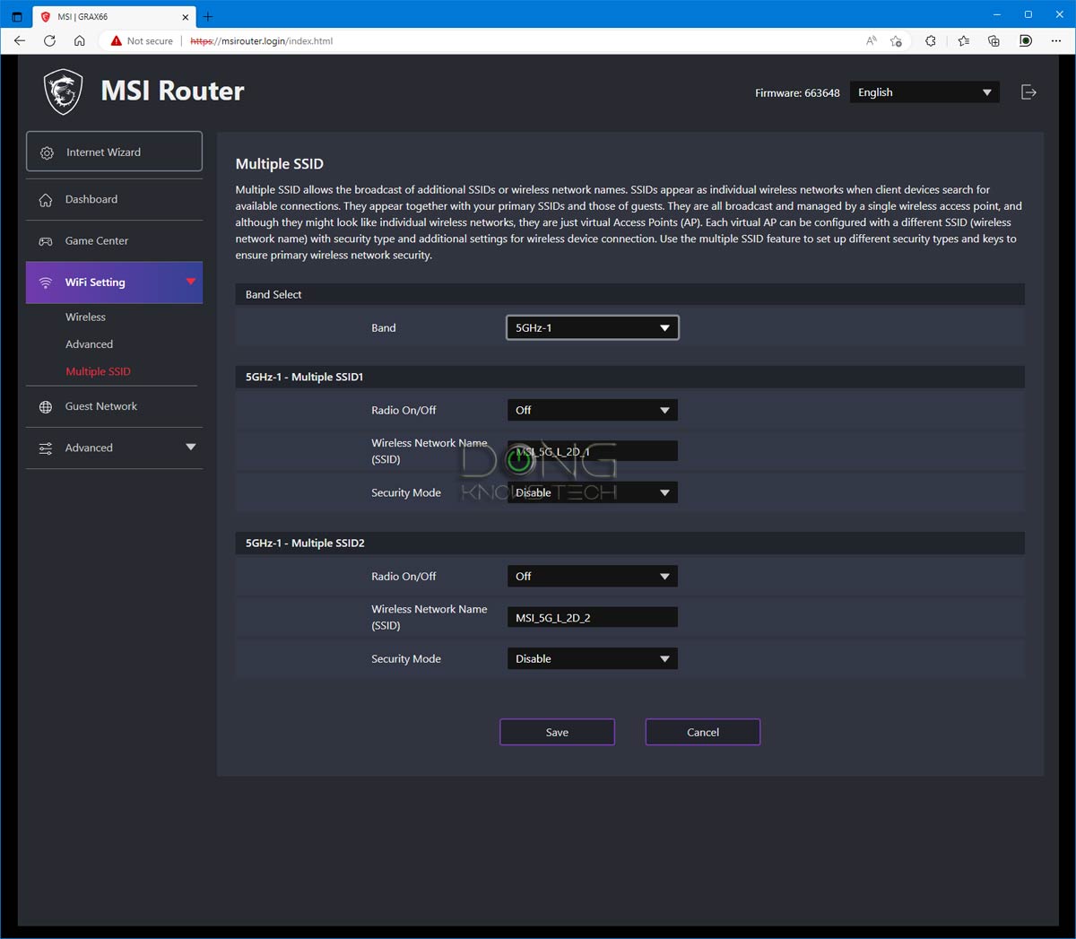 MSI RadiX AX6600 Wi-Fi Setting Multiple SSID