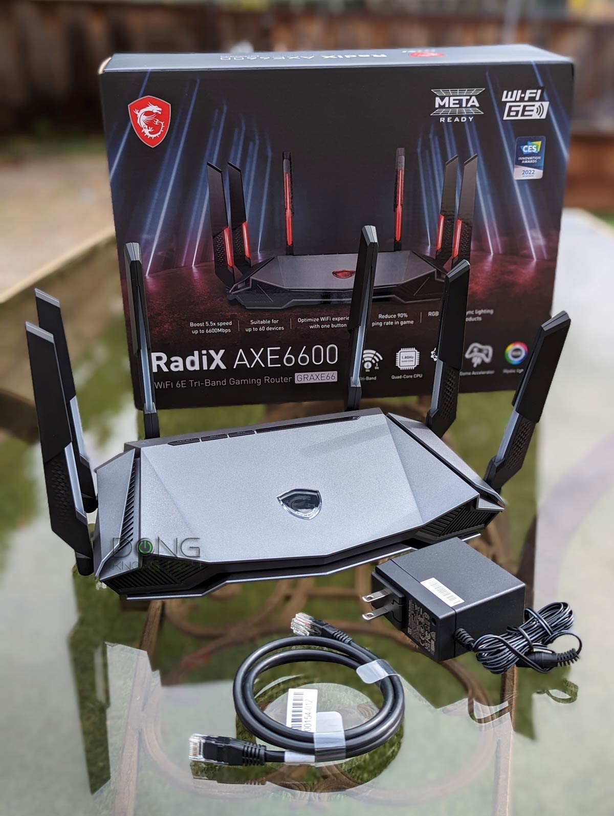 MSI RadiX AXE6600 Tri band Wi-Fi 6E Gaming Router Out of Box