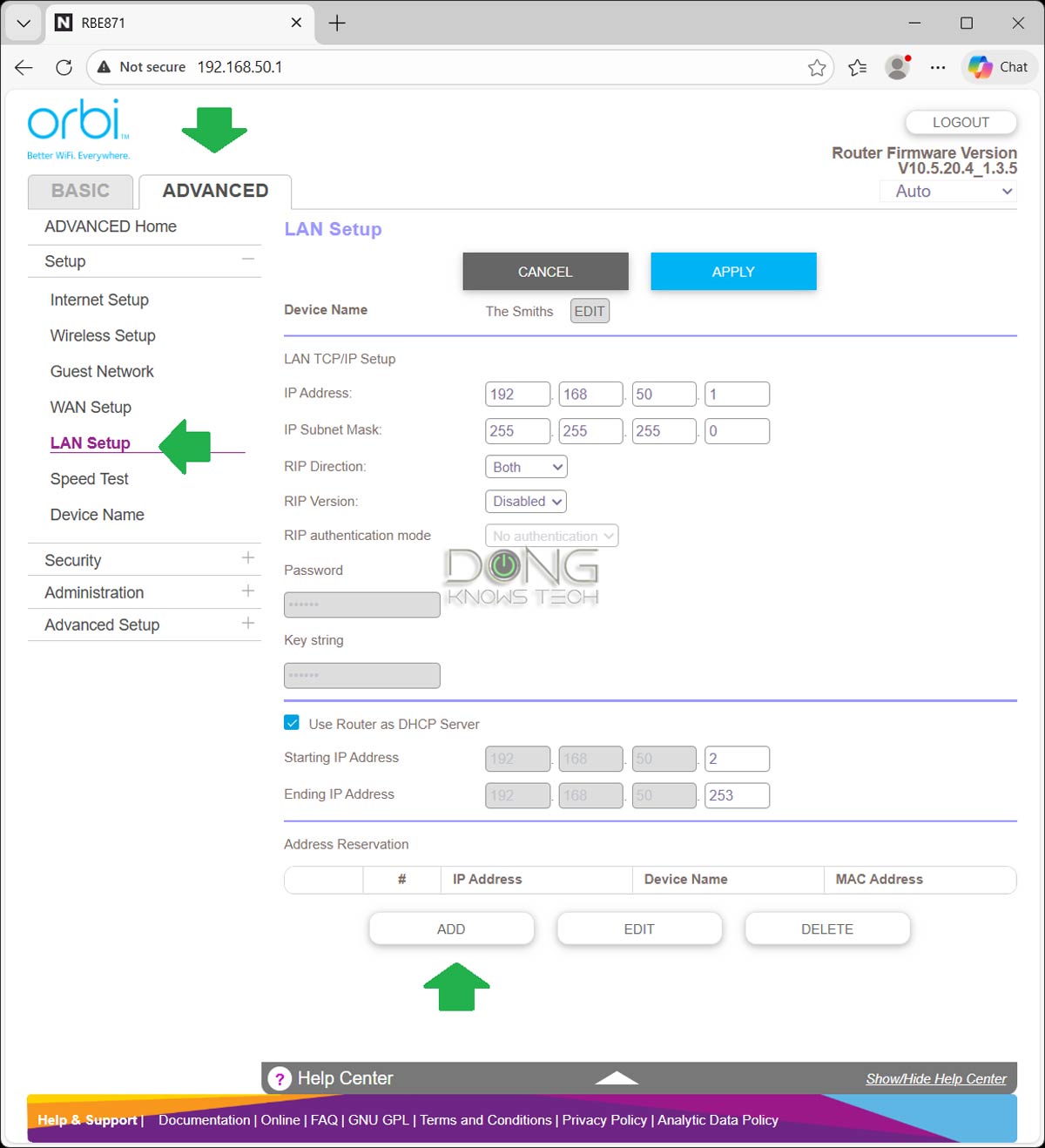 IP Reservation, Explained: Steps to Assign a Persistent IP Address to a Connected Device 6 NETGEAR IP reservation web ui