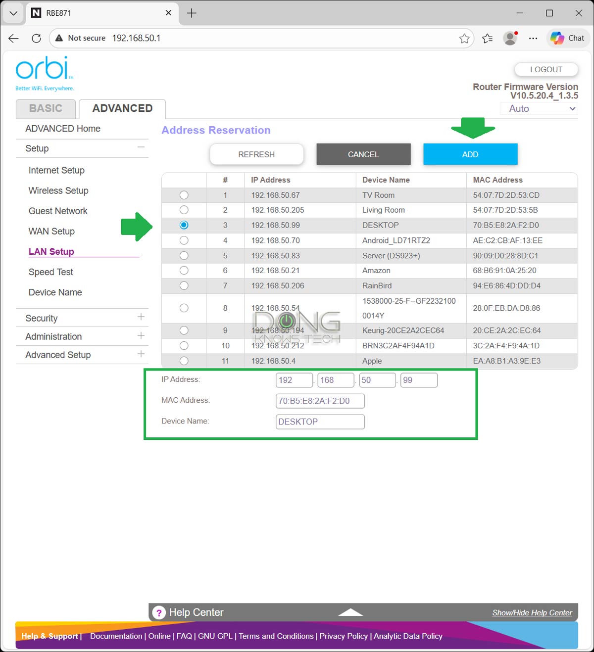 IP Reservation, Explained: Steps to Assign a Persistent IP Address to a Connected Device 7 NETGEAR IP reservation