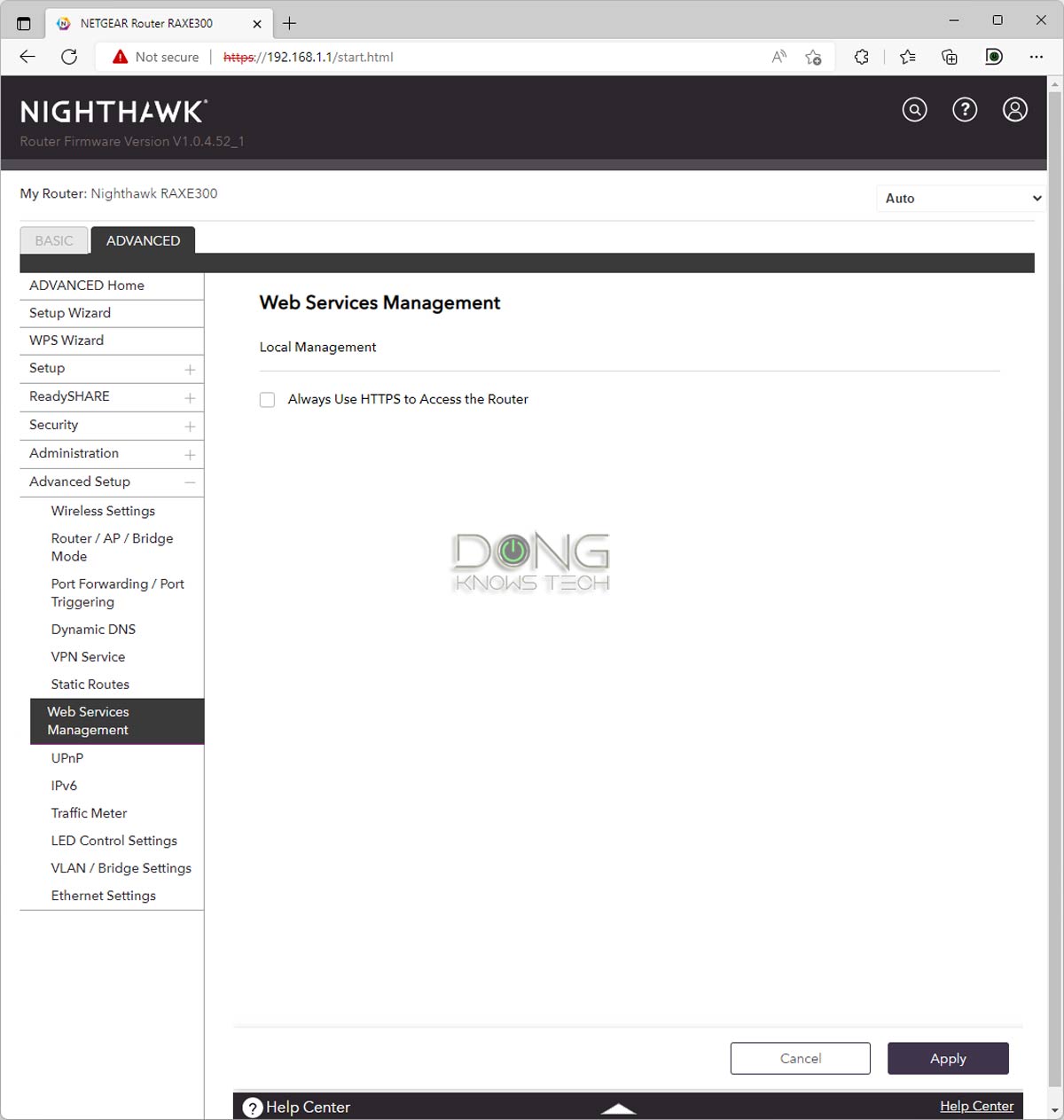 Netgear RAXE300 Advanced Settings