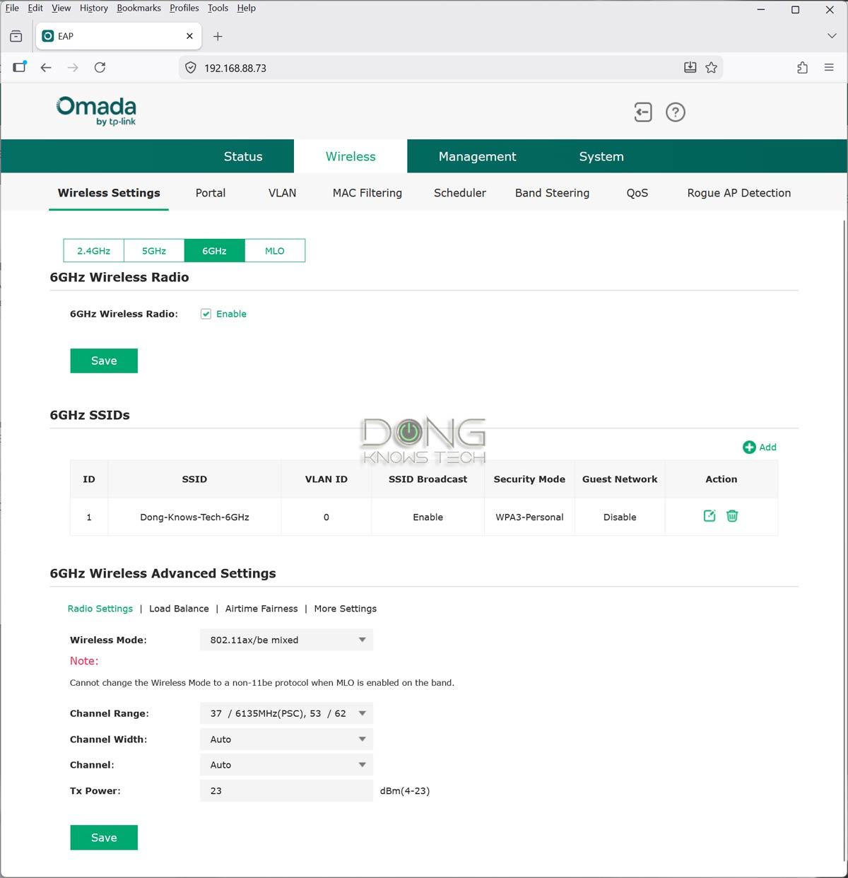 Omada EAP787 Wi-Fi Settings