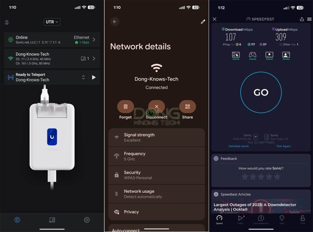 One of the best Internet peformance score of the UniFi Travel Router