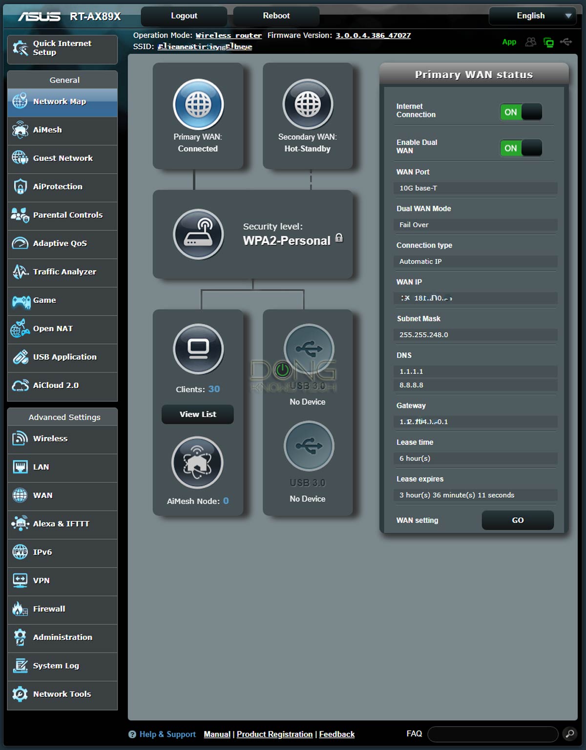 RT AX89X Dual WAN Load Balancing Web UI