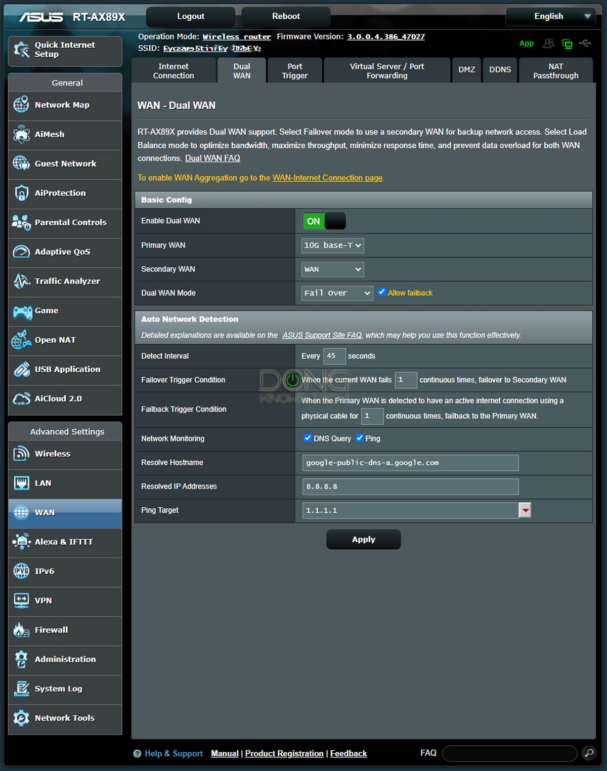 RT AX89X Dual WAN Failover