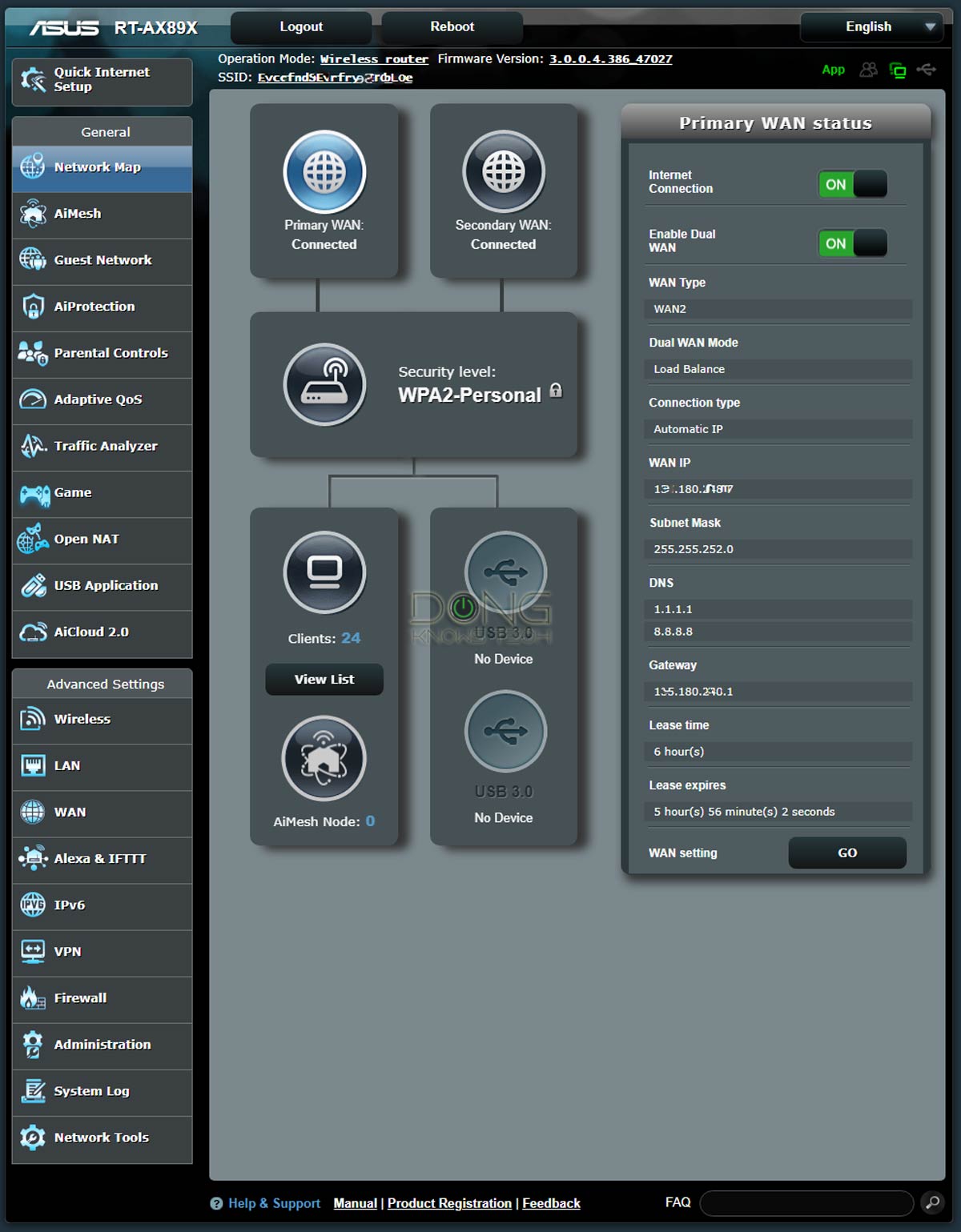 RT AX89X Dual WAN Failover Web UI