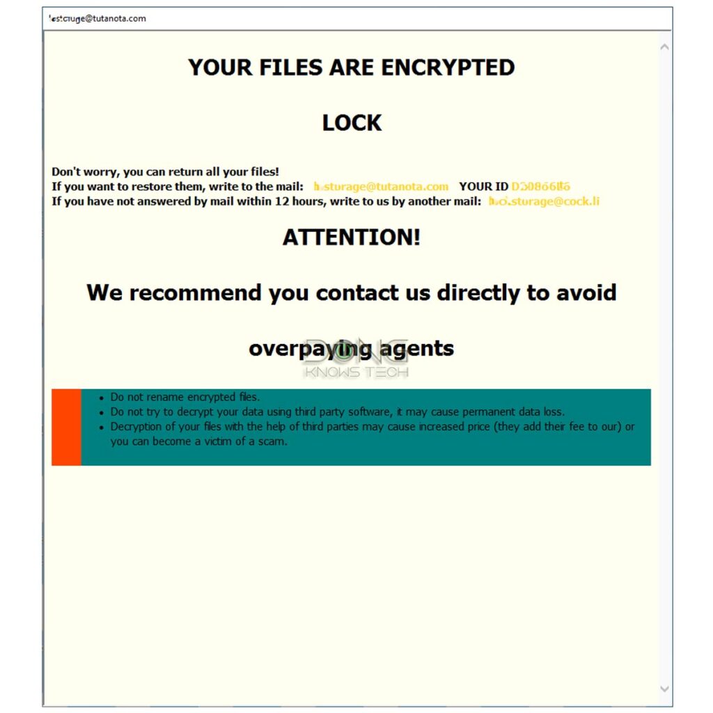 Ransomware warning