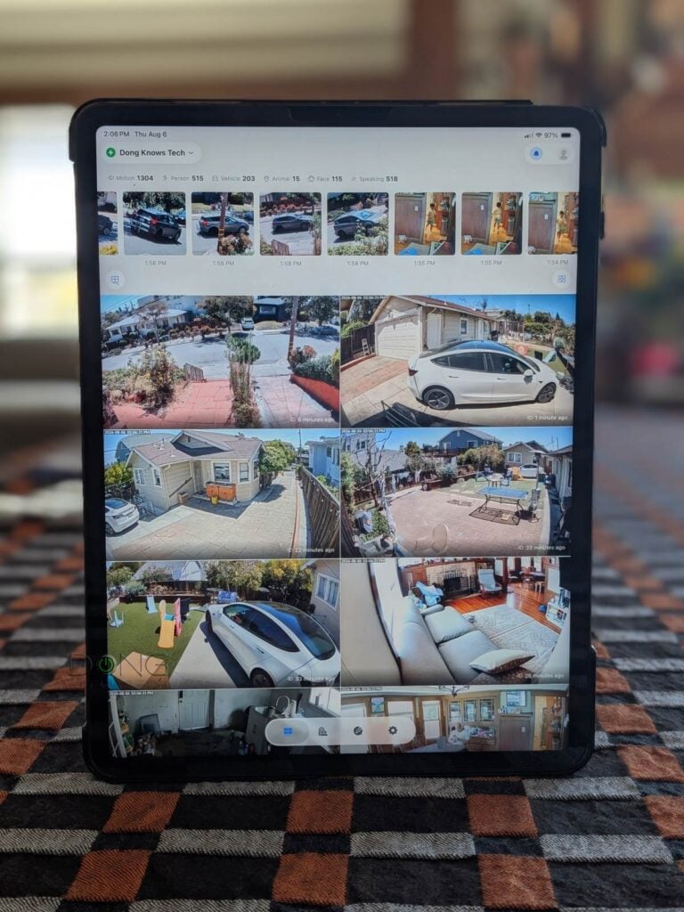 Real time monitoring via UniFi Protect mobile app on an iPad