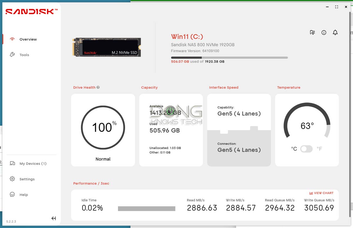 SANDISK NAS 800 Dashboard