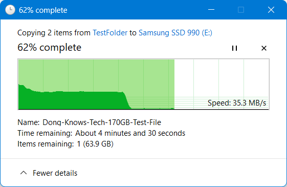 Samsung SSD 990 extended copy performance