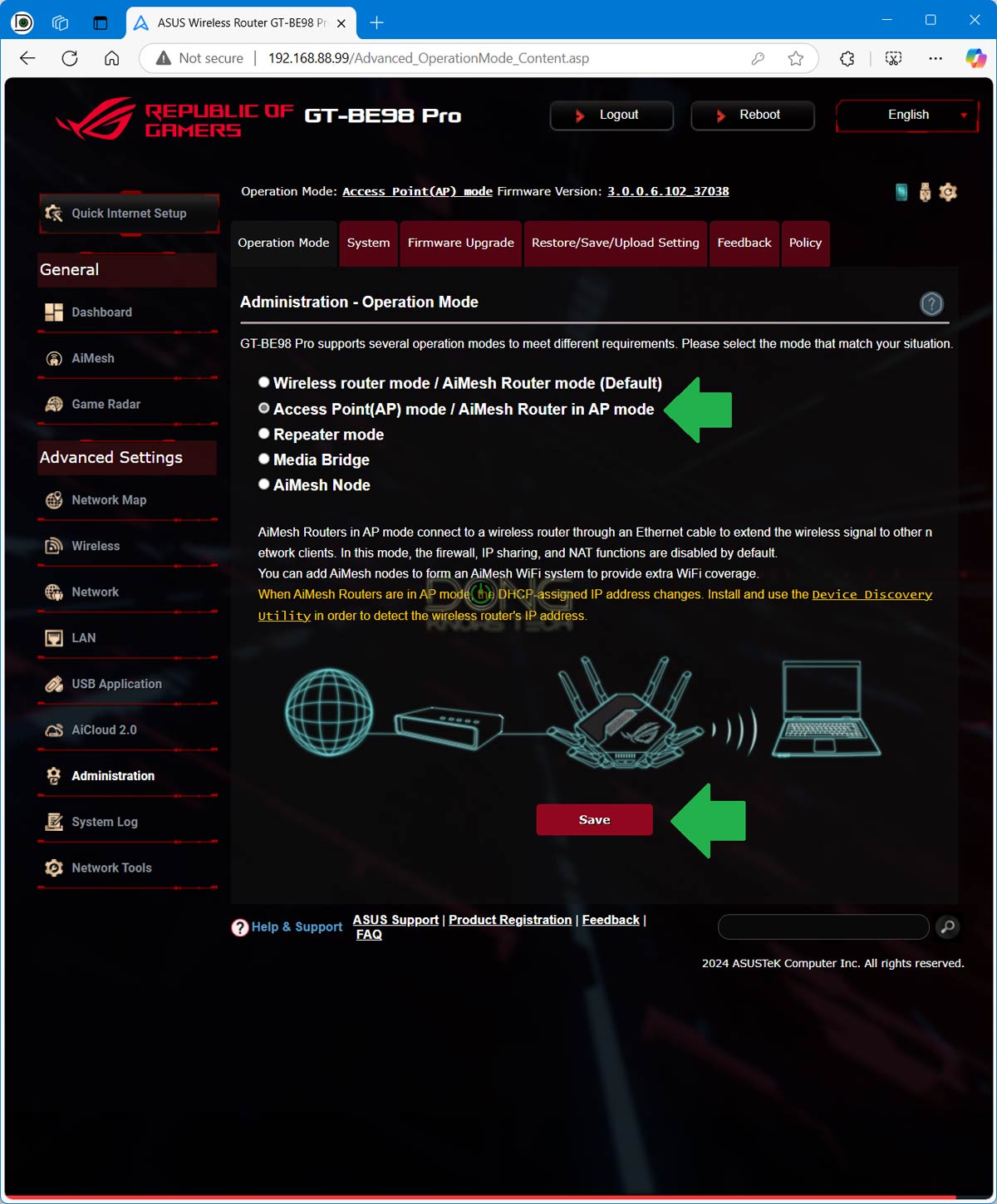 AiMesh Setup Guide: Getting Your Asus Wi-Fi System Up and Running Optimally 4 Step to change an AiMesh system to the AP mode