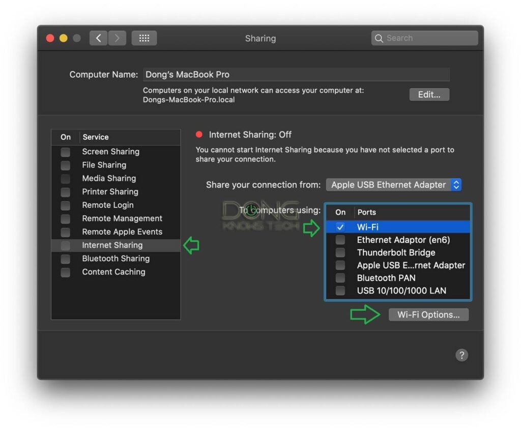 Steps to turn a Mac into a travel router or mobile hotspot 3