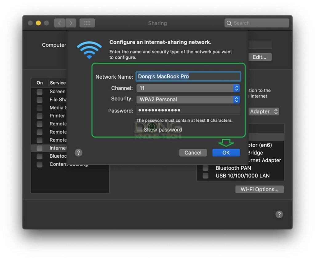 Steps to turn a Mac into a travel router or mobile hotspot 4