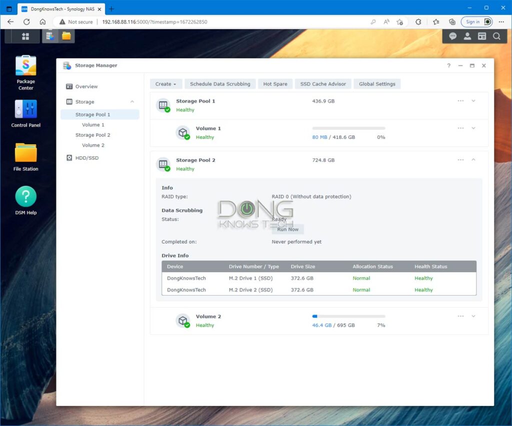 You can manage an NVMe storage volume the same way you do a standard SATA one on a Synology DDS923+.