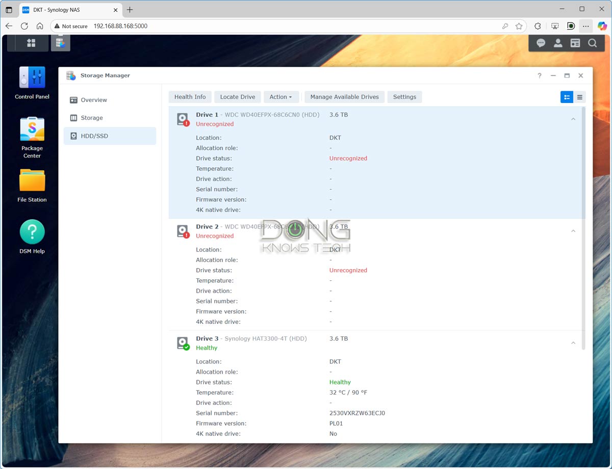 Synology Releases DSM 7.3 to Walk Back 2025 Storage Lock-In HCL Policy, Allowing All Servers to Use Third-Party Drives 3 Synology DS925+ Pre DSM 7.3 third party drives not recognized